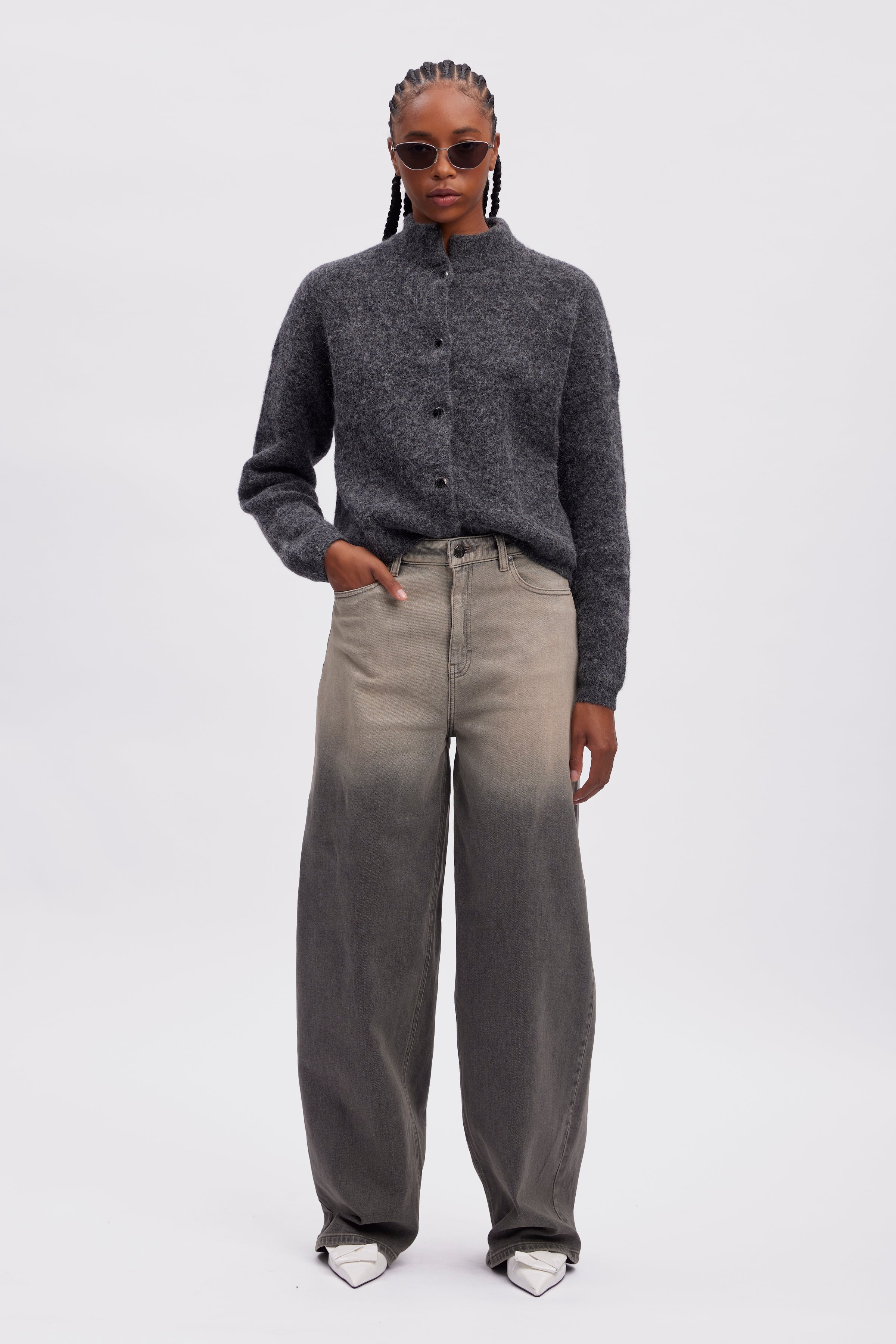 AlphaGZ uldcardigan - Charcoal Melange